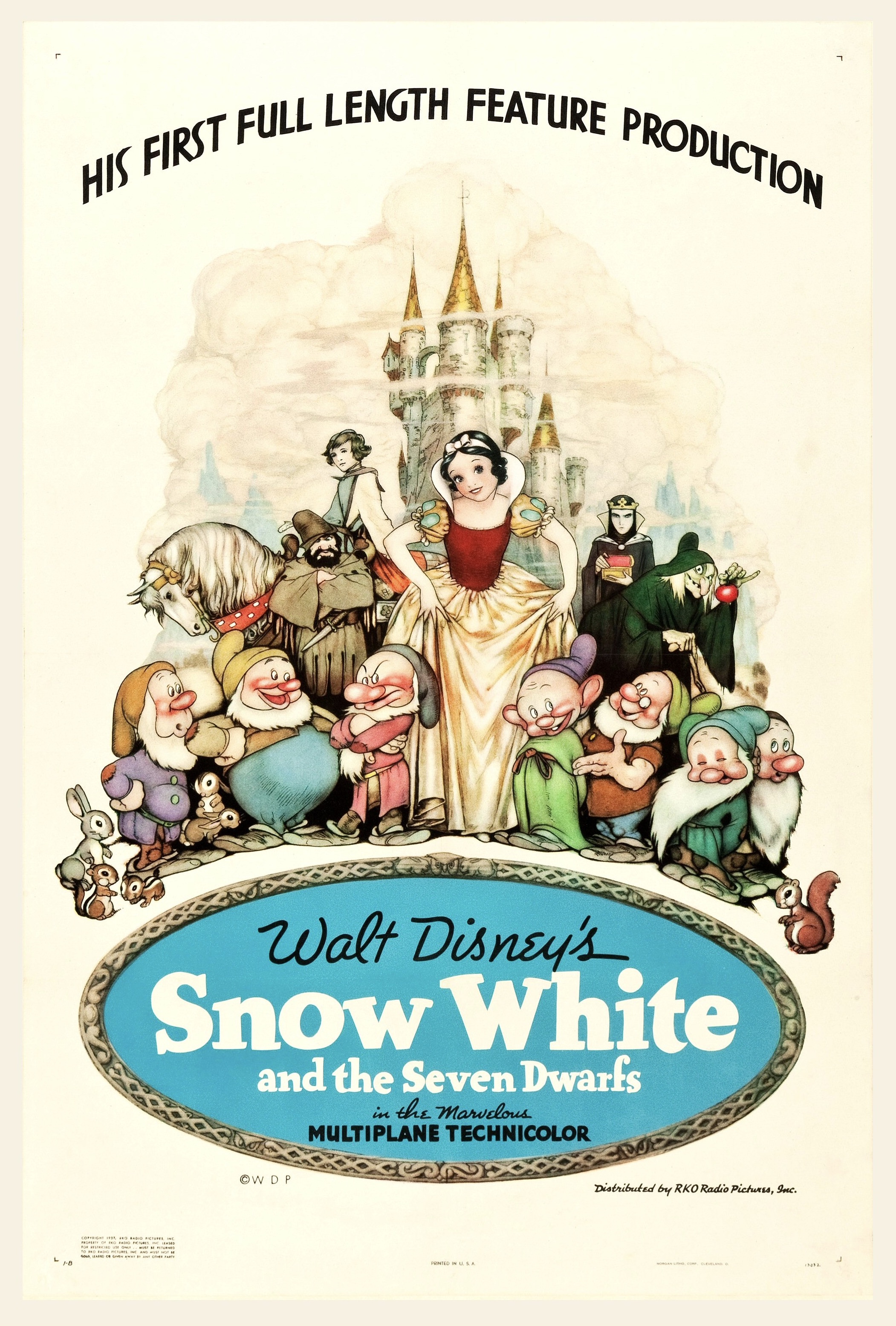 Virginia Davis Colorierte zwei kleine Szenen aus Schneewittchen und die sieben Zwerge (1937, © Disney)